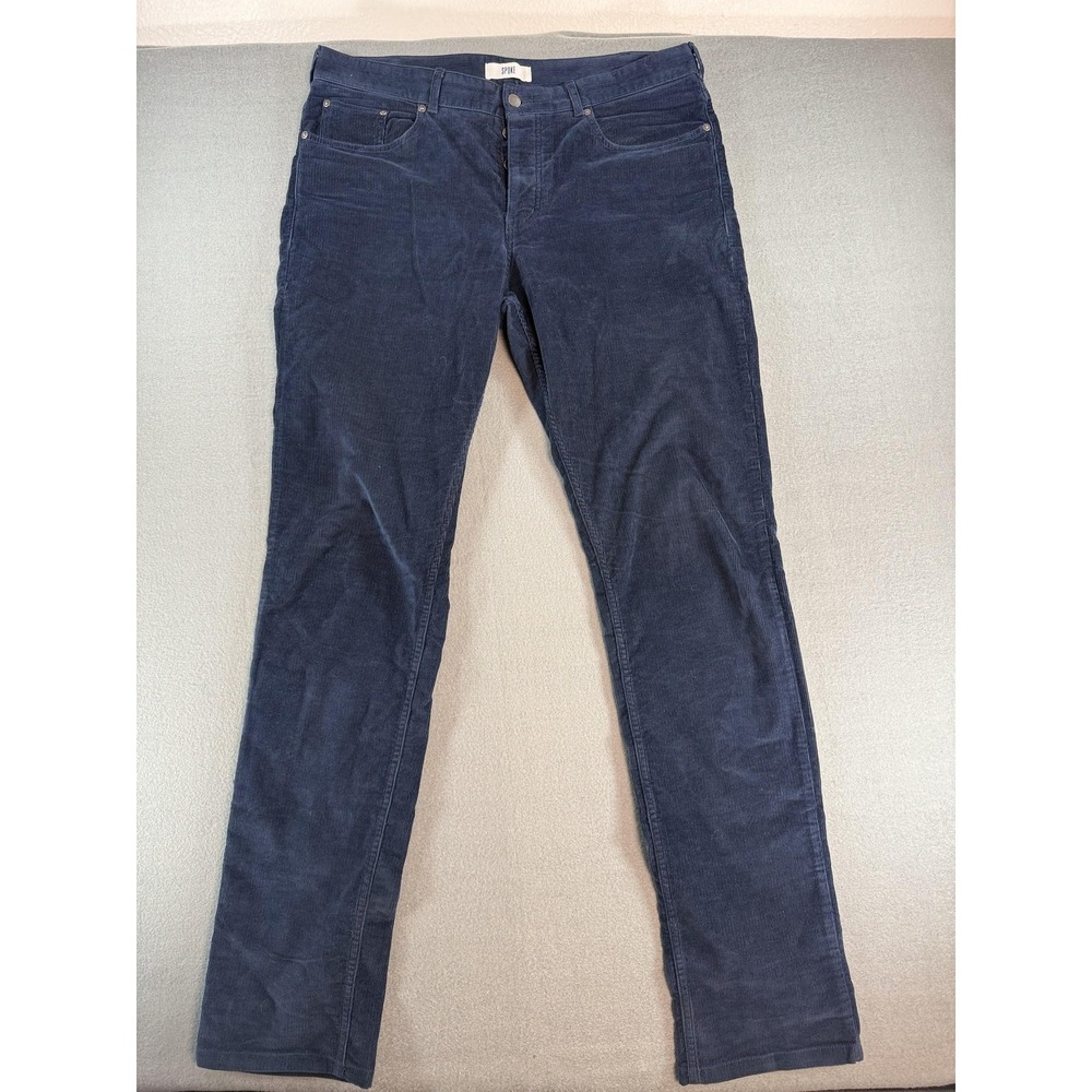 Spoke Pants Mens 35x32 Blue Regular Fit Corduroy Chino Fives 5-Pocket Casual